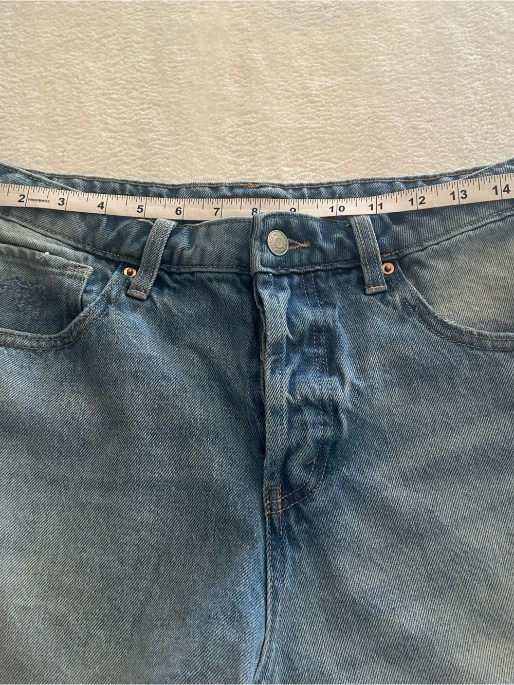 Wild Fable Y2K Grunge Distressed Longline Denim Shorts Size 12 - Picture 9 of 11